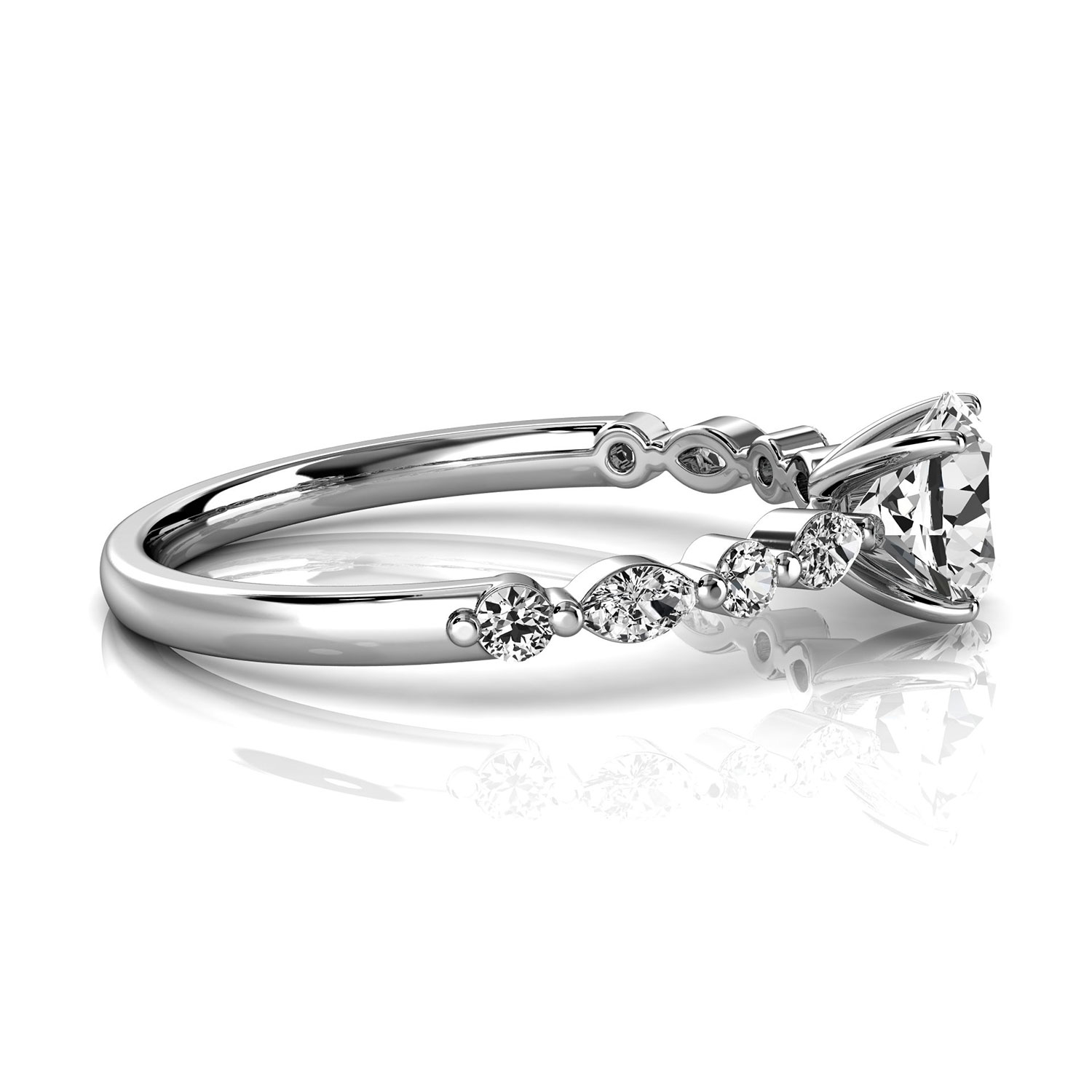 14K White Gold Jocelyn Delicate Marquise & Round Lab Grown Diamond Ring (1/3 ct. tw)